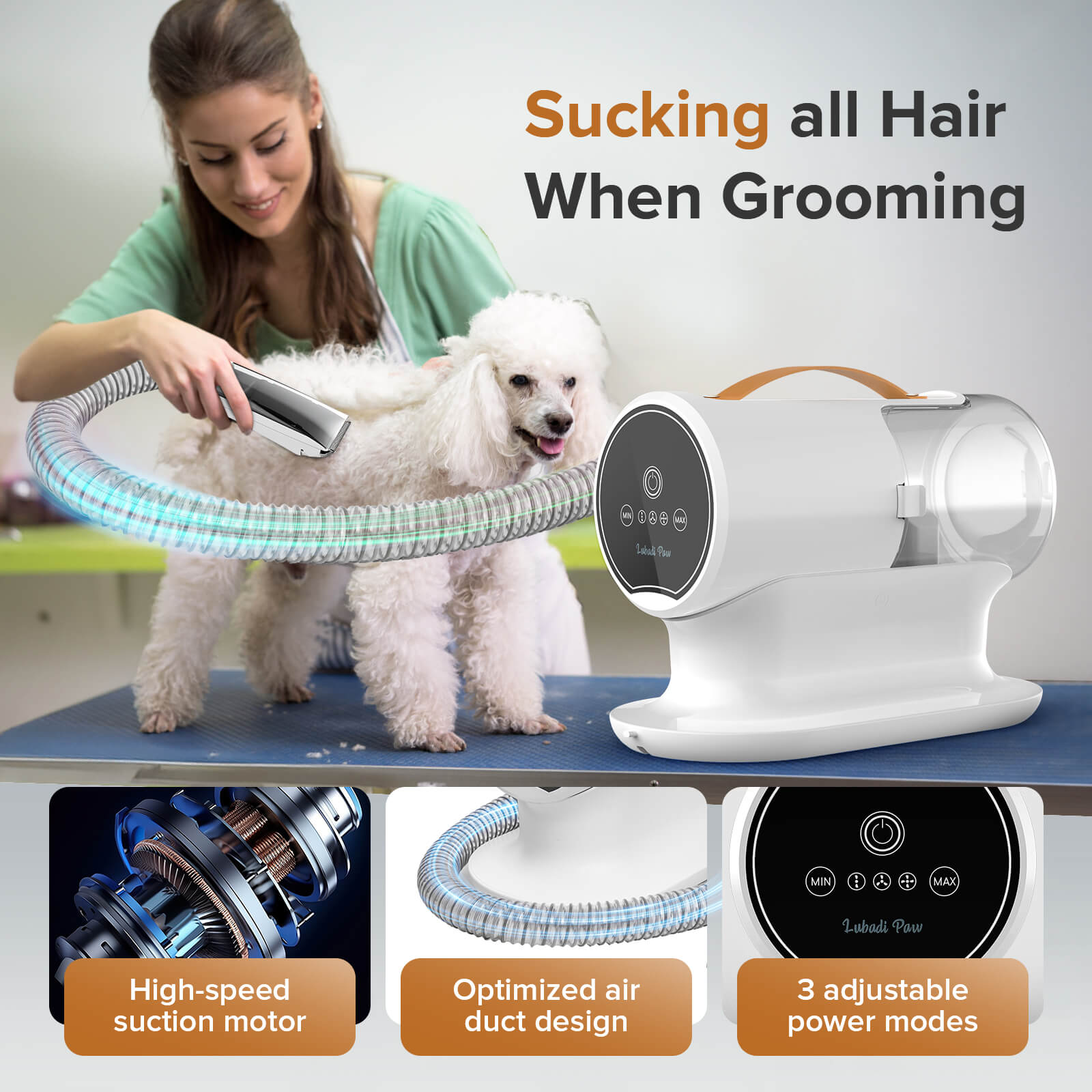 LubadiPaw FurClean 5-in-1 Pet Grooming Kit (AirClipper)