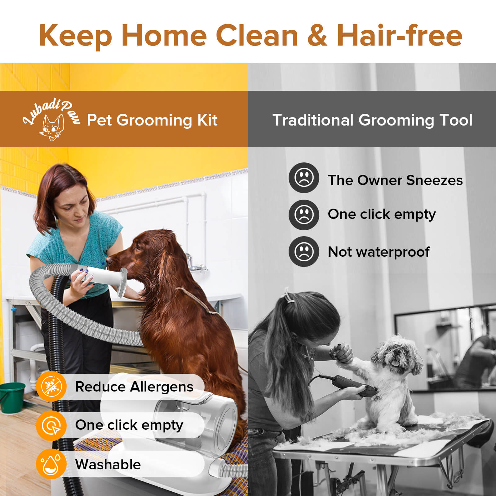 LubadiPaw FurClean 5-in-1 Pet Grooming Kit (AirClipper)
